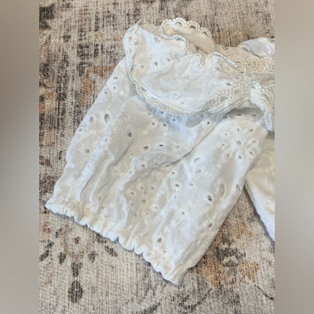 White Ruffled Eyelet Crop Top - Picture 7 of 7